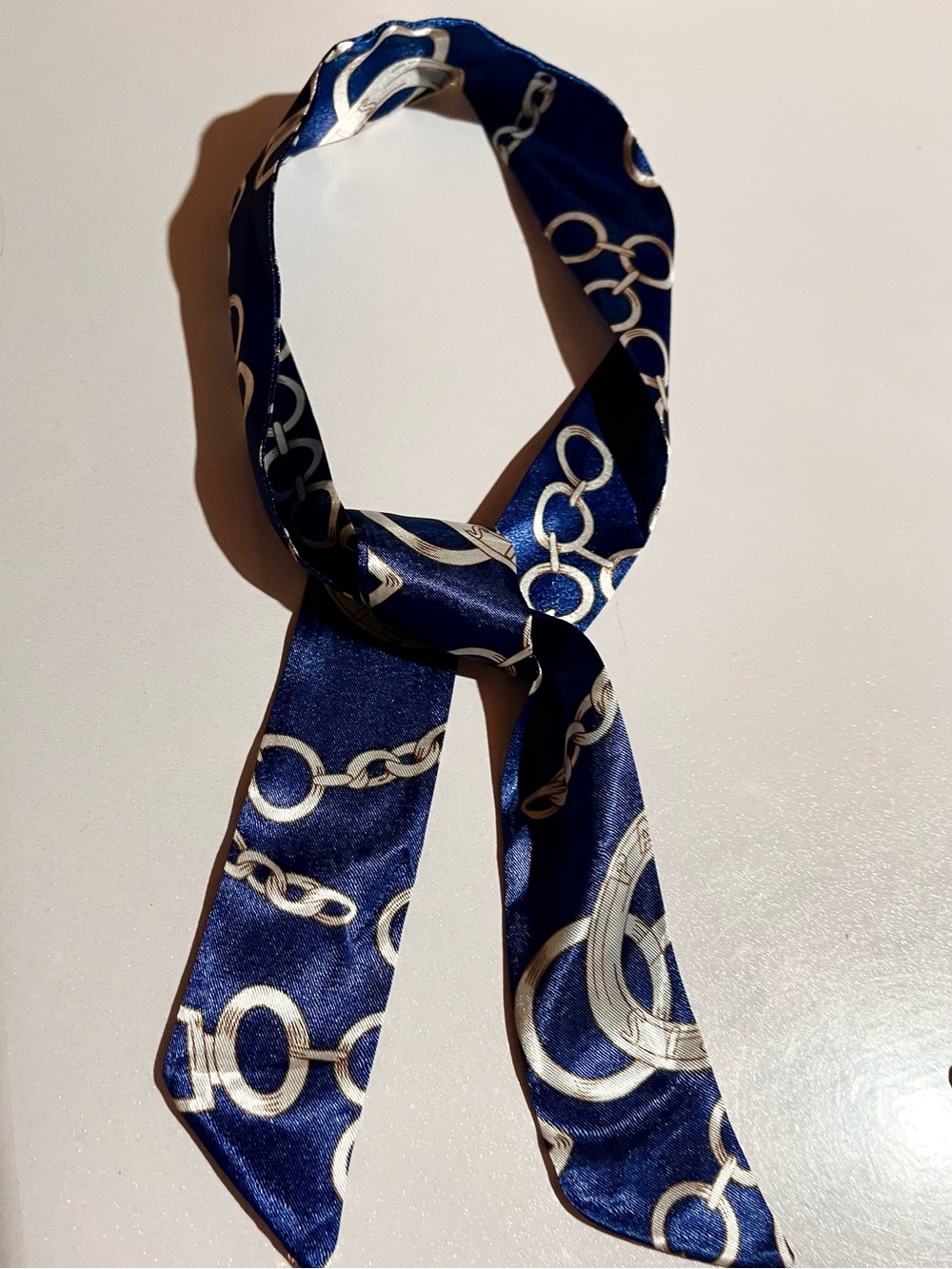 Navy Chain Print Scarf Navy Silver